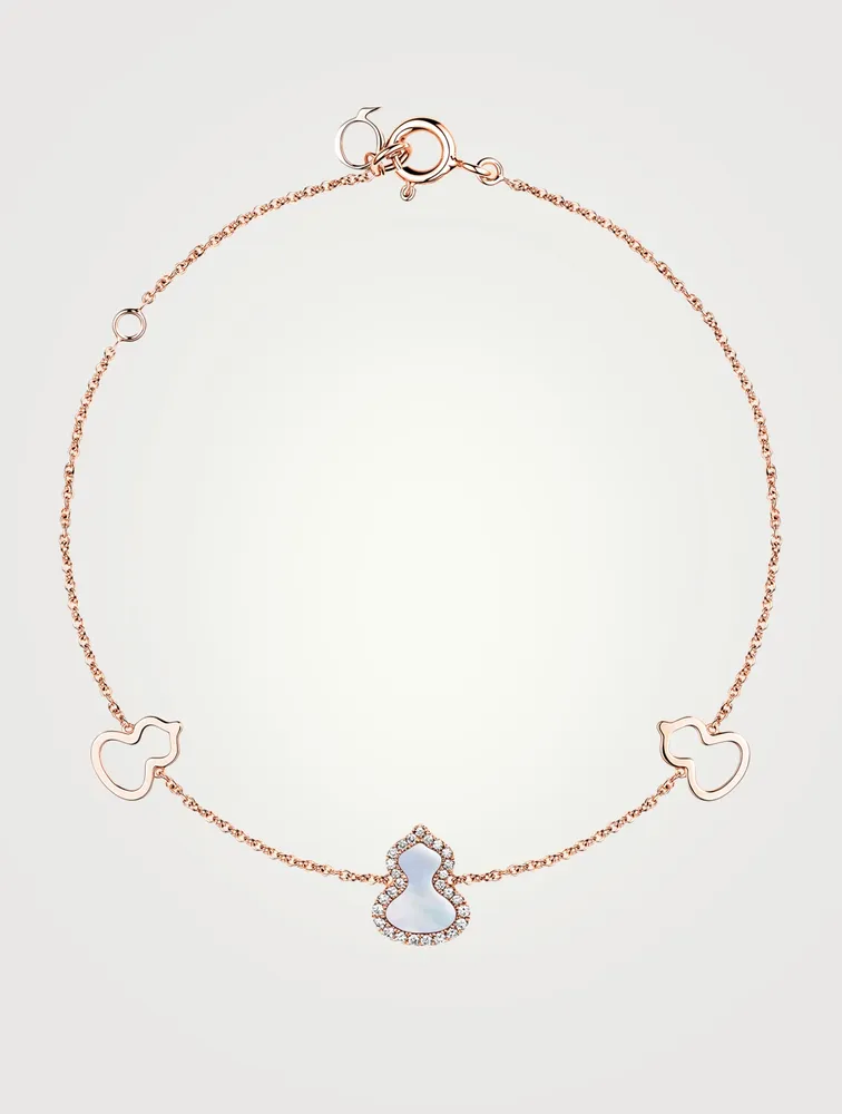 Petite Wulu 18K Rose Gold Bracelet With Diamonds And Mother-Of-Pearl