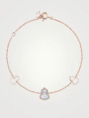 Petite Wulu 18K Rose Gold Bracelet With Diamonds And Mother-Of-Pearl