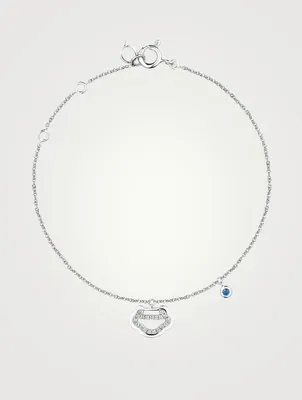 Petite Yu Yi 18K White Gold Bracelet With Diamonds And Blue Sapphire