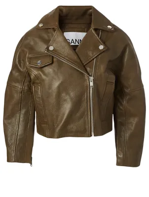 Leather Cropped Biker Jacket