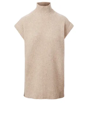 Wool-Blend Turtleneck Sleeveless Sweater