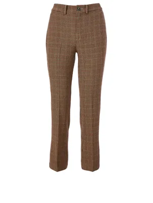 Claudine High-Waisted Pants Houndstooth Plaid Print