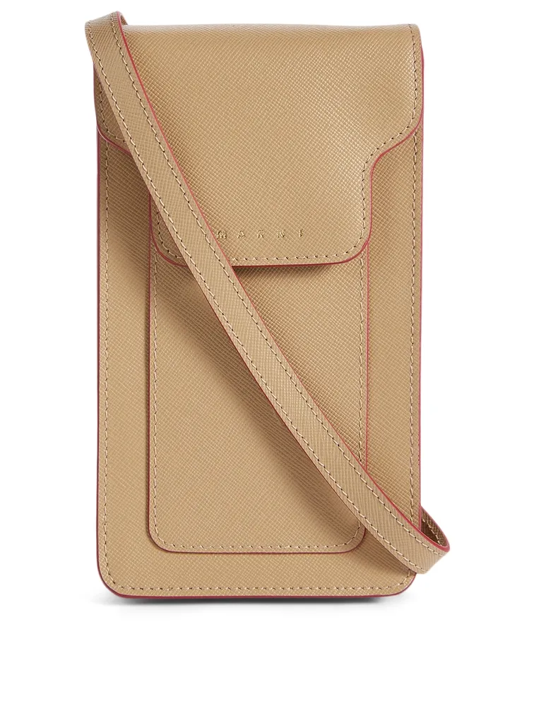 Trunk Leather Crossbody Phone Bag