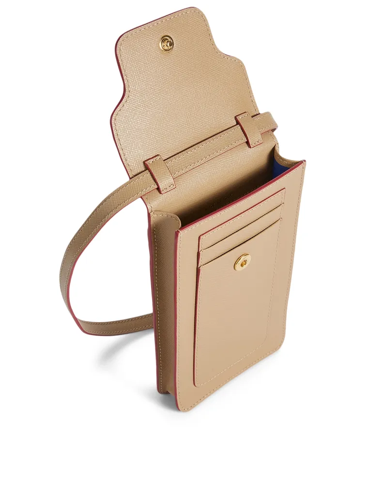 Trunk Leather Crossbody Phone Bag