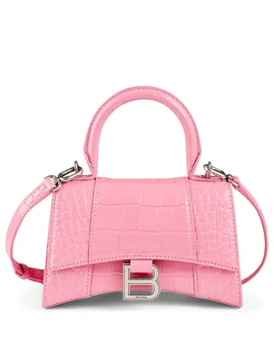 Hourglass Croc-Embossed Leather Bag