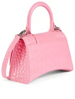 Hourglass Croc-Embossed Leather Bag