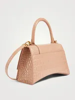 Small Hourglass Croc-Embossed Leather Bag