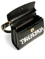 Medium Ghost Croc-Embossed Leather Bag With Graffiti Logo