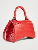 Extra Small Hourglass Croc-Embossed Leather Bag