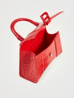 Extra Small Hourglass Croc-Embossed Leather Bag