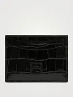 Hourglass Croc-Embossed Leather Card Holder