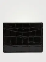 Hourglass Croc-Embossed Leather Card Holder