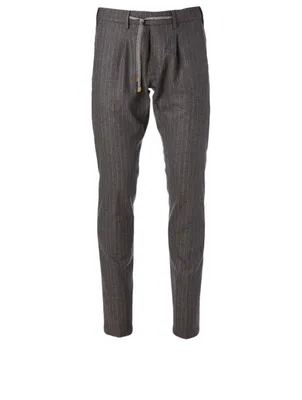 Wool And Cashmere Jogger Pants Pinstripe Print