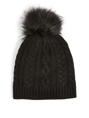 Cable Knit Cashmere Hat With Pom