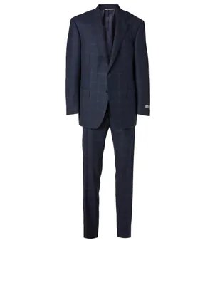 Wool Two-Piece Suit Windowpane Print