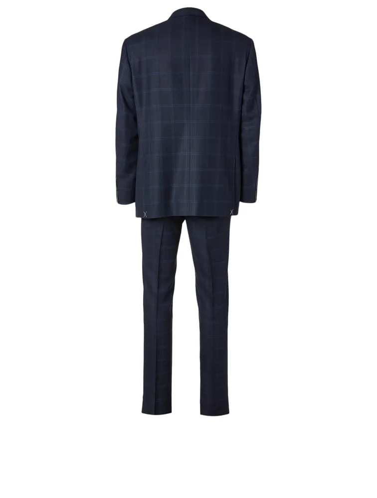 Wool Two-Piece Suit Windowpane Print