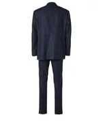 Wool Two-Piece Suit Windowpane Print