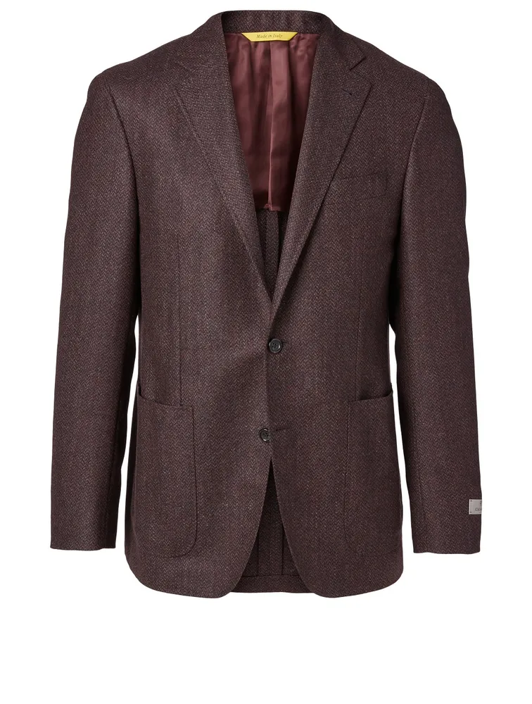 Wool Jacket Herringbone Print