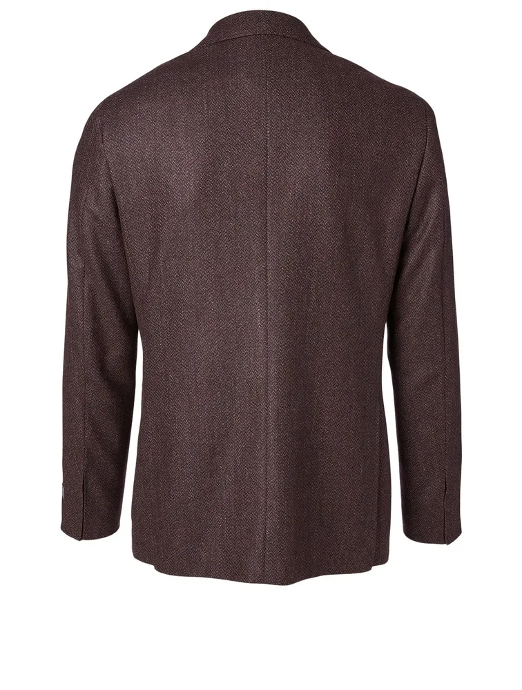 Wool Jacket Herringbone Print