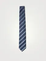 Silk Tie In Diagonal Striped Print