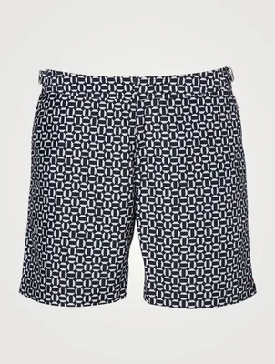 Bulldog Mid-Length Swim Shorts Geo Print