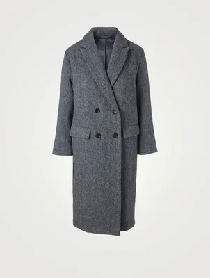 Wool Tweed Double-Breasted Coat