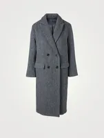 Wool Tweed Double-Breasted Coat