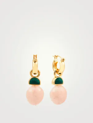 Red Bud Earrings With Malachite And Morganite