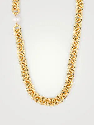 Halo Chain Necklace With Pearls