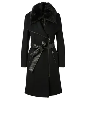 Nori Wool Coat With Leather Sash Belt