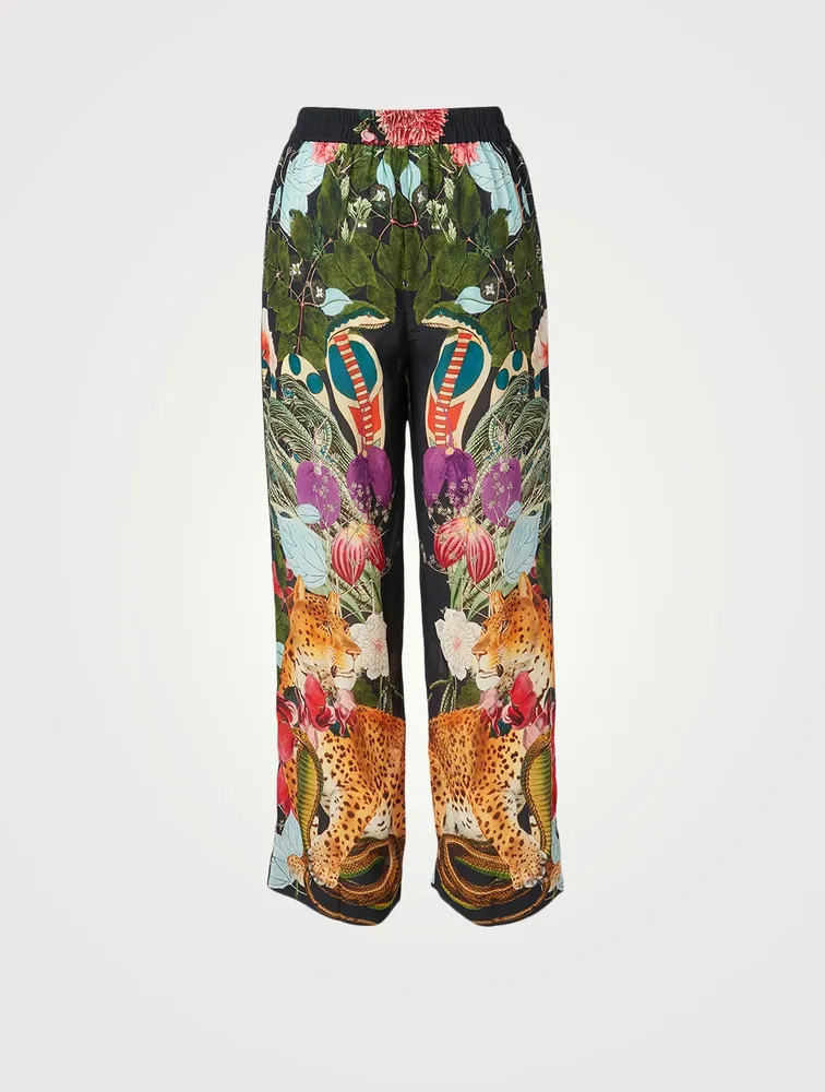 Lou Silk Pants Animal Print