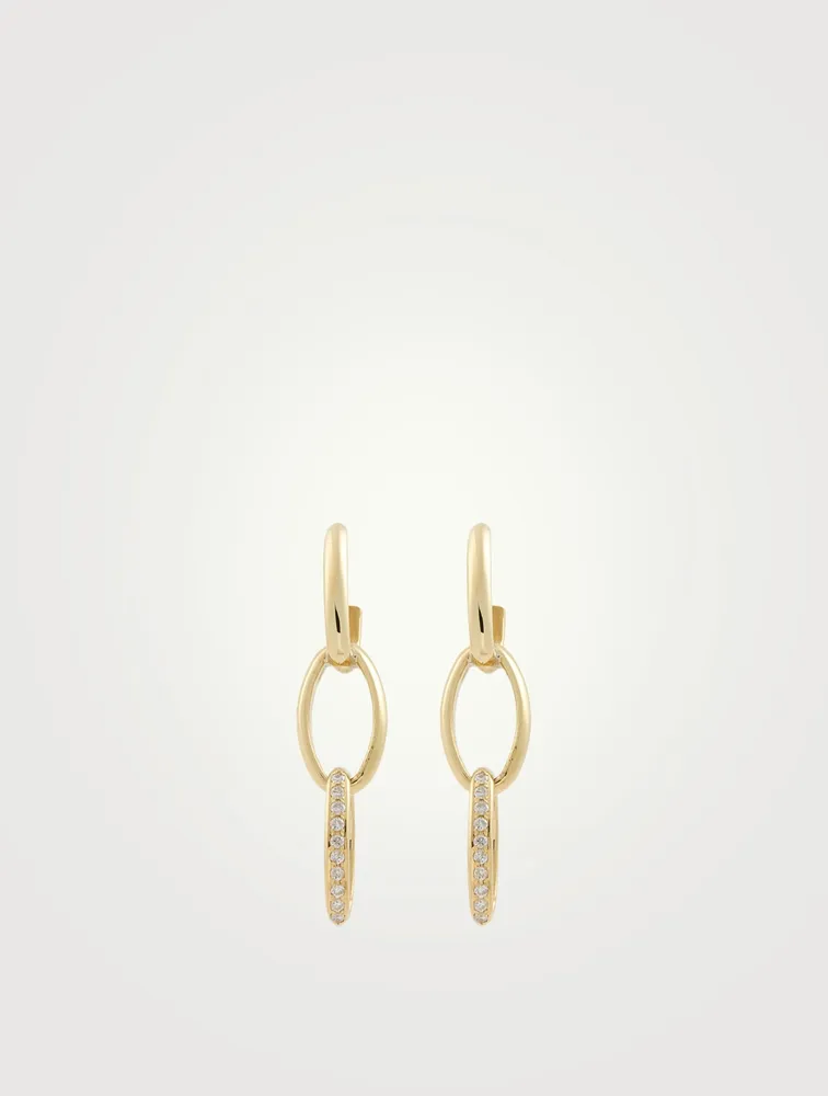 18K Gold Edith Three Link Earrings With Diamonds