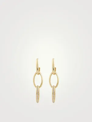 18K Gold Edith Three Link Earrings With Diamonds