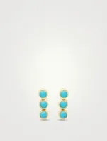 Mini 18K Gold Three Bezel Stud Earrings With Turquoise