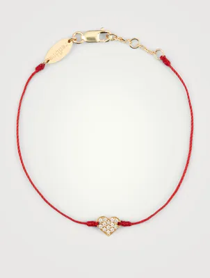 Joli Cœur 18K Gold String Bracelet With Diamonds