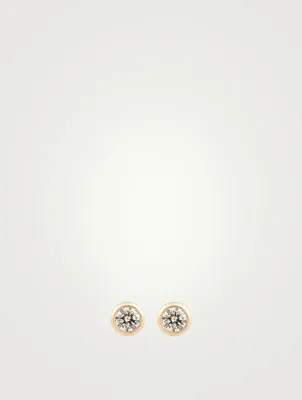 Pure 18K Rose Gold Stud Earrings With Diamonds