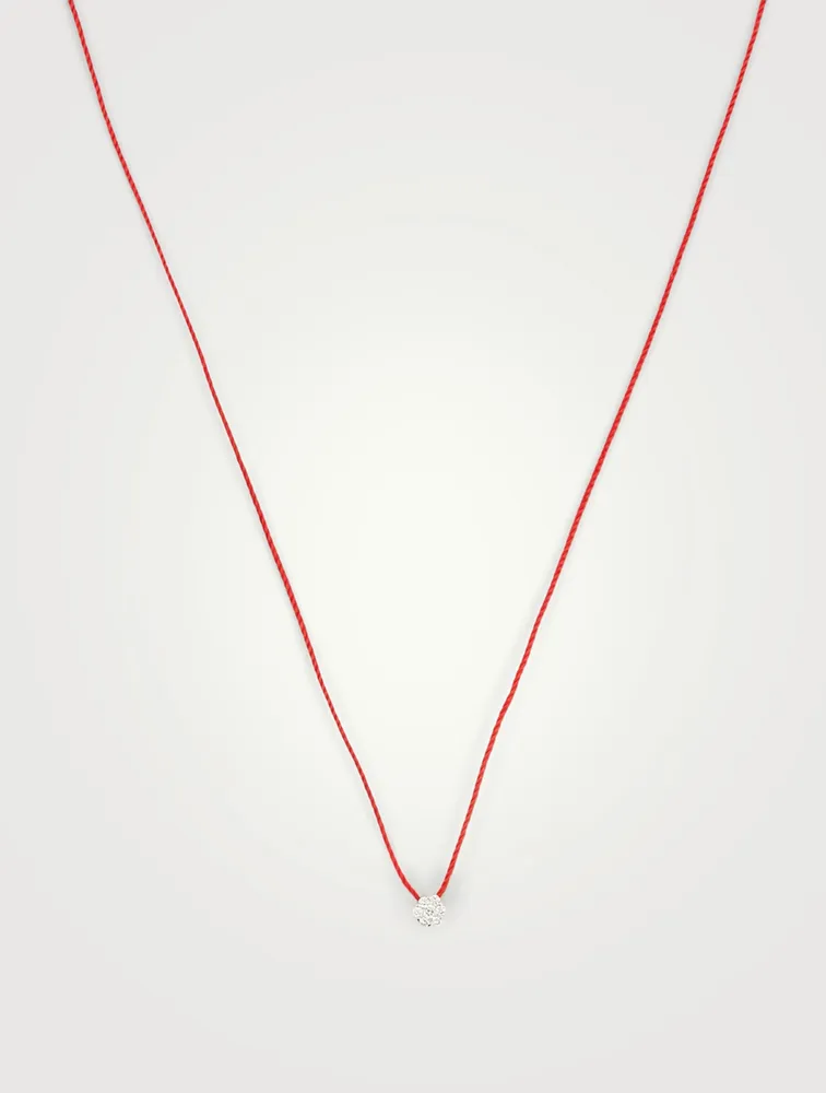 Illusion 18K White Gold String Necklace With Diamonds
