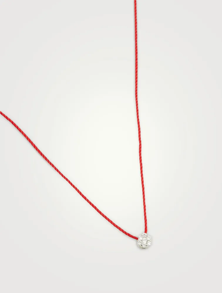 Illusion 18K White Gold String Necklace With Diamonds