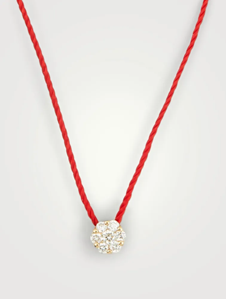 Illusion 18K Gold String Necklace With Diamonds