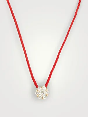 Illusion 18K Gold String Necklace With Diamonds