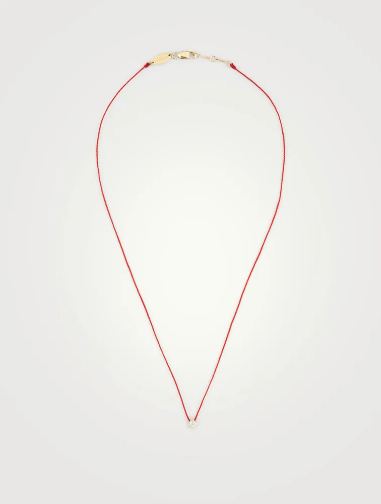 Illusion 18K Gold String Necklace With Diamonds