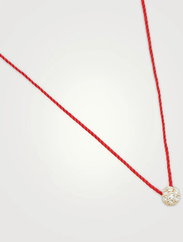 Illusion 18K Gold String Necklace With Diamonds