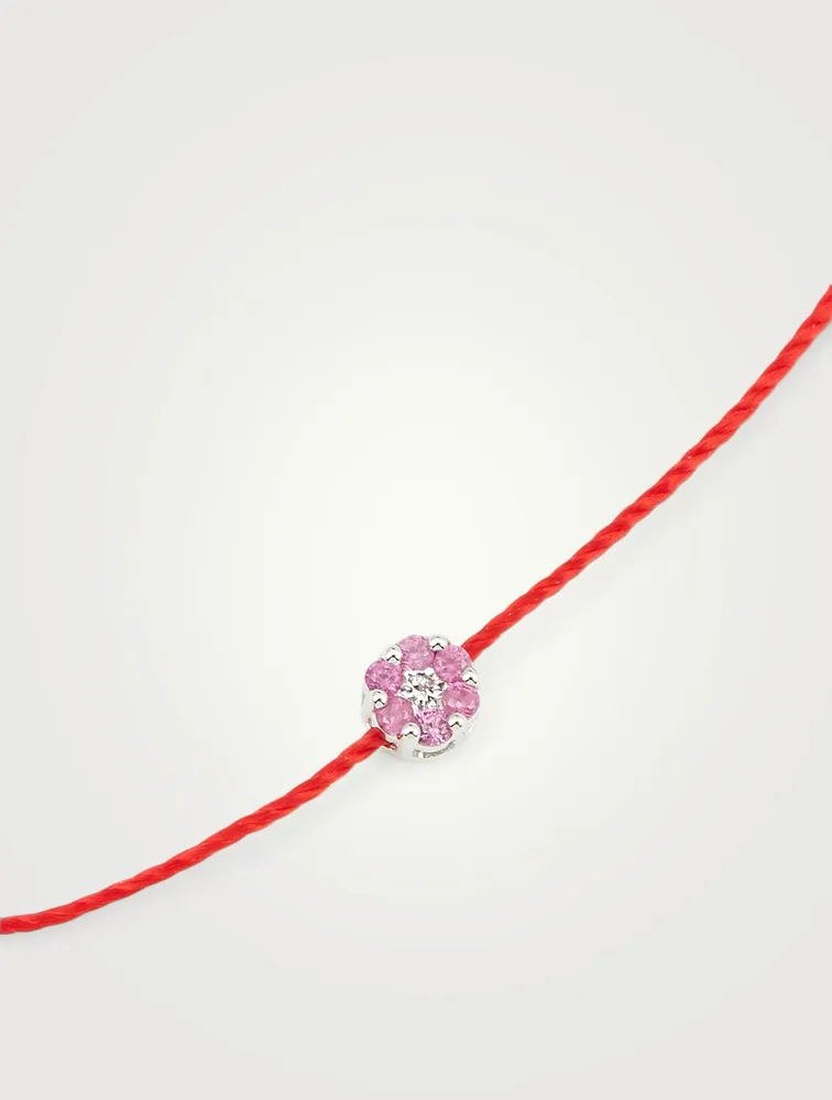 Illusion 18K White Gold String Bracelet With Sapphire And Diamond