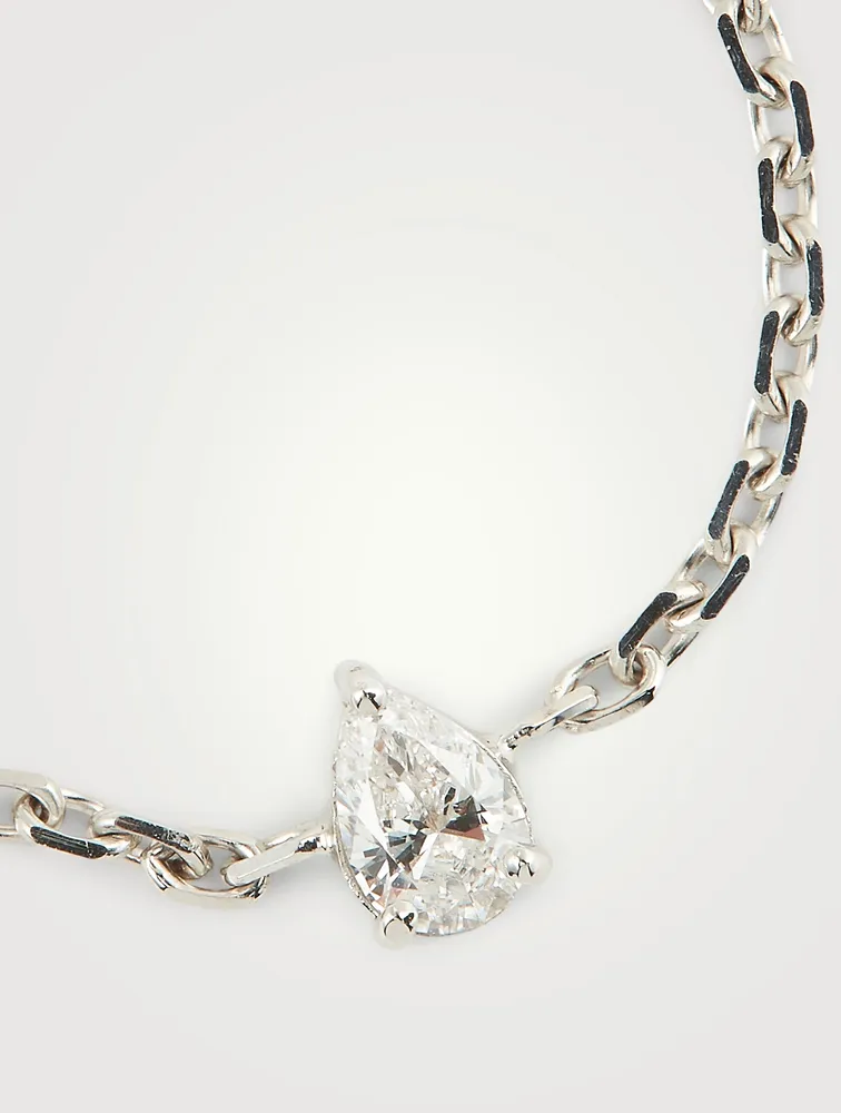 Altesse 18K White Gold Chain Ring With Diamond