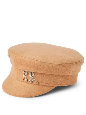 Wool Baker Boy Cap With Crystal Logo