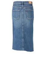 Aubrey Denim Midi Skirt With Front Slit