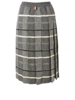 Wool Jacquard Pleated Midi Skirt