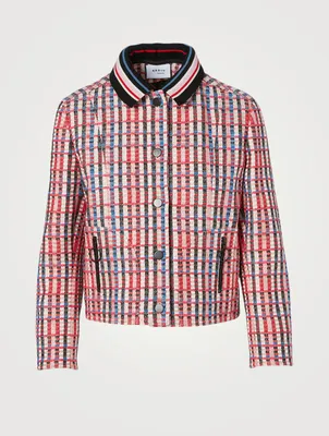 Tweed Jacquard Jacket Micro Check Print