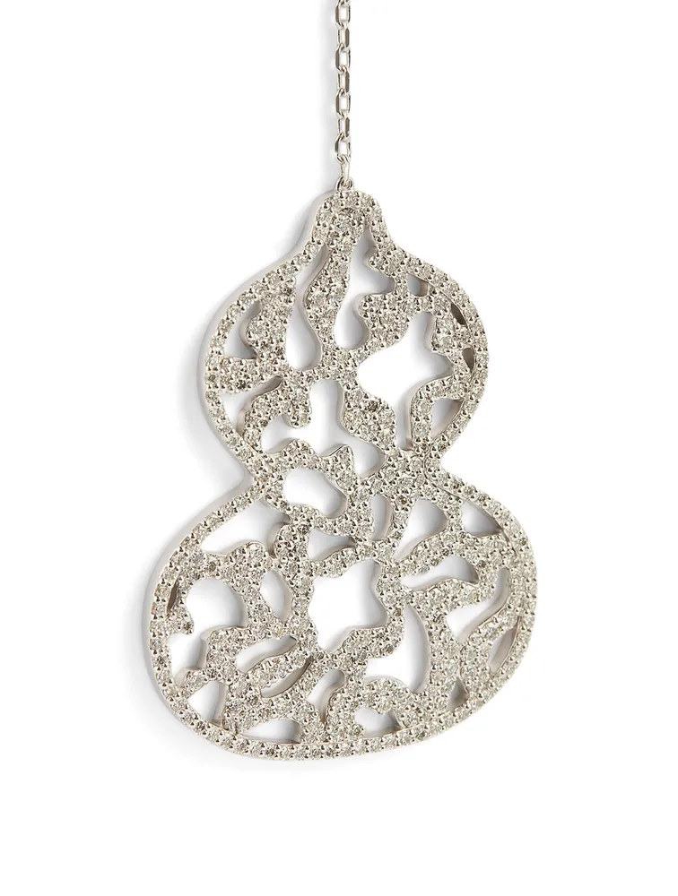 Medium Wulu Lace 18K White Gold Earring With Diamonds