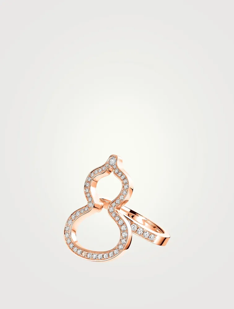 Medium Wulu 18K Rose Gold Ring With Diamonds